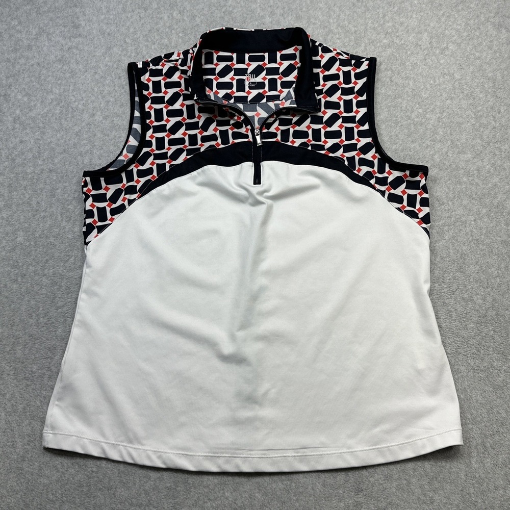 Tail Polo Shirt Large Navy White Geometric Performance Golf 1/4 Zip Activewear